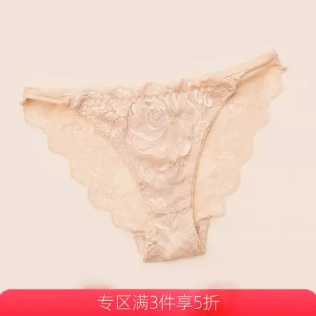 艾舒客蕾丝内裤女性感低腰纯棉裆三角底裤衩提臀短裤头薄款透气图片