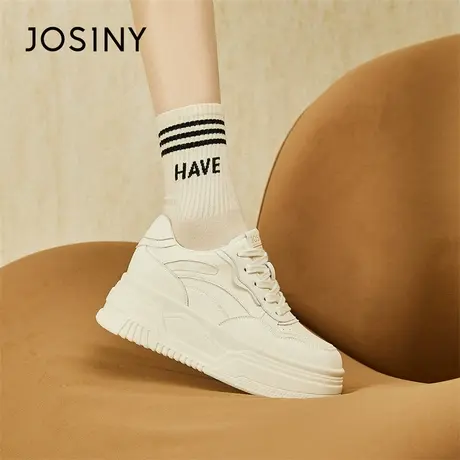 Josiny/卓诗尼2024新款春款厚底内增高休闲百搭小白鞋女运动板鞋商品大图