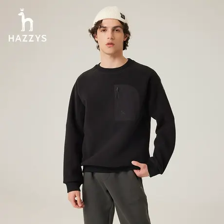 【商场同款】Hazzys哈吉斯秋冬季男士长袖T恤韩版宽松套头卫衣男图片