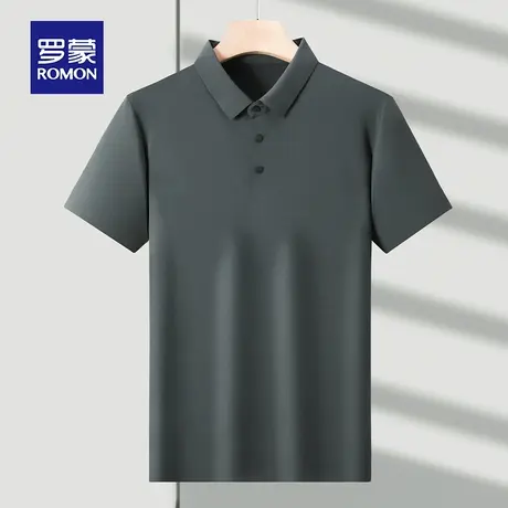 罗蒙男士短袖冰丝POLO衫夏季薄款中青年带翻领纯色时尚休闲上衣服商品大图