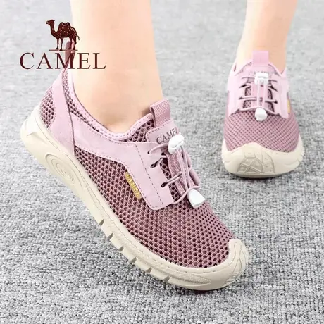 Camel/骆驼女鞋夏季新款品网面眼孔透气舒适士户外休闲旅游凉鞋子图片