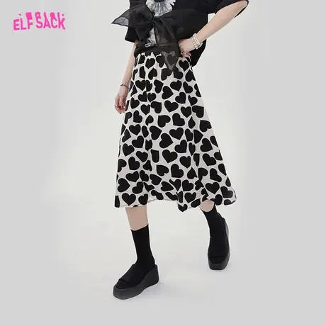 妖精的口袋爱心中长款a字半身裙女2023春新款高腰垂坠感气质裙子图片