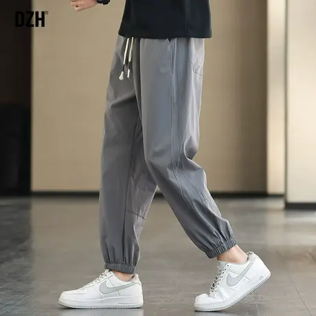 男士灰色冰丝九分裤男夏季薄款哈伦裤束脚裤2023年新款运动速干裤商品大图