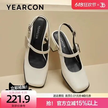意尔康真皮凉鞋女2025款夏季复古玛丽珍鞋通勤不累脚包头高跟单鞋图片