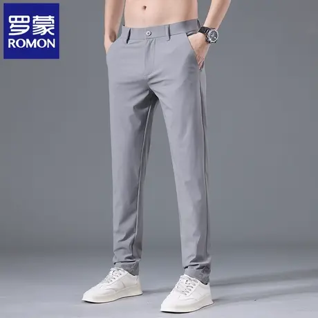 罗蒙夏季冰丝薄款男士休闲裤轻奢弹力小西裤防晒速干直筒长裤N2Z图片