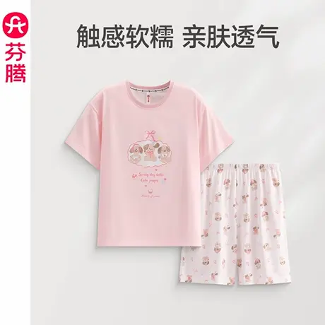 芬腾睡衣女夏季短袖短裤薄款凉感夏天可爱甜美少女大码家居服套装商品大图