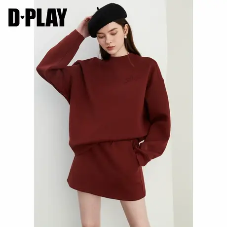 DPLAY2025春季美拉德棕色套装女休闲卫衣半身裙运动卫裙短裙搭配图片