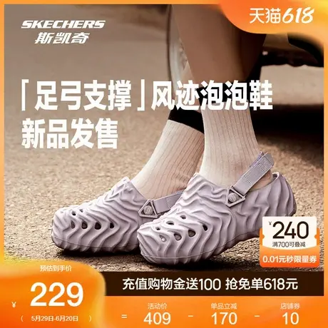 Skechers斯凯奇女鞋2025夏季新款洞洞鞋透气凉鞋厚底增高休闲鞋商品大图