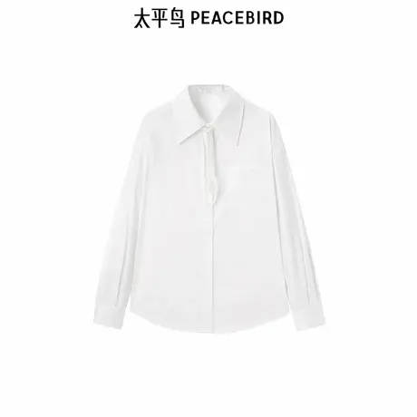 太平鸟女装2025新款莫代尔混纺大翻领系带设计法式衬衫A1CAF1340图片