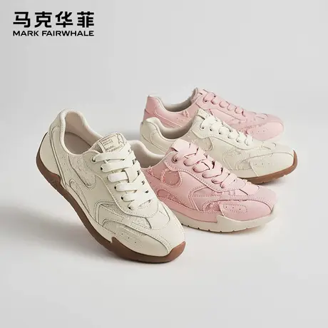 马克华菲女鞋2025夏季新款白色德训鞋女百搭运动休闲平底情侣板鞋商品大图