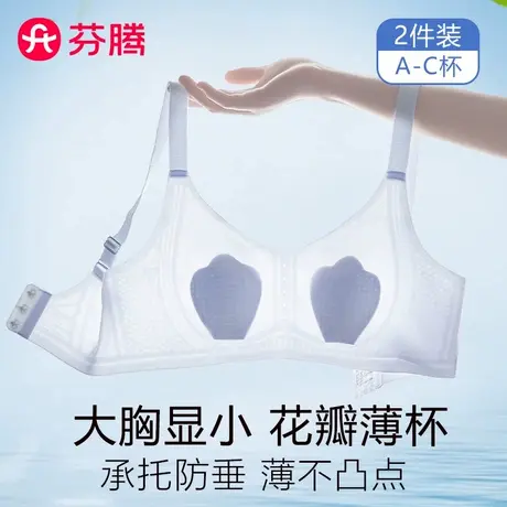 芬腾凉感内衣女夏季薄款大胸显小透气花瓣杯防凸点无痕美背文胸罩商品大图
