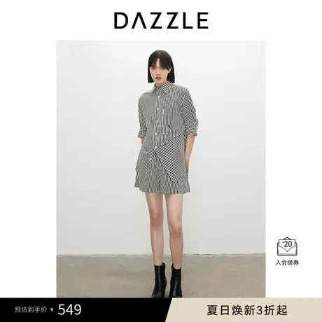 DAZZLE地素奥莱 裤春夏女装法式条纹A字短裤图片