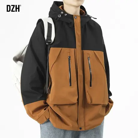 男士拼接软壳冲锋衣男春秋款潮牌外套百搭男装2023新款工装登山服商品大图