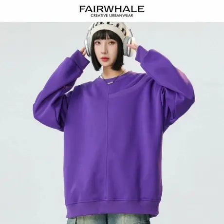 马克华菲美式复古撞色拼接卫衣女2025新款春秋宽松情侣款长袖上衣图片
