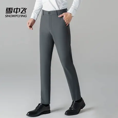 雪中飞2025春季新款男士时尚百搭抽绳休闲西裤男长裤修身商务通勤商品大图
