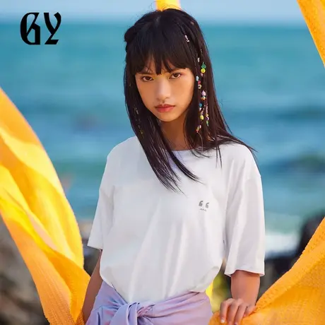 雅戈尔奥莱 GY男装短袖T恤夏季男女同款情侣装学生宽松休闲体恤衫商品大图