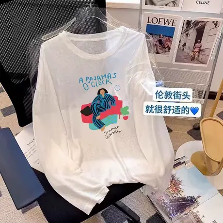韩系薄款防晒长袖罩衫t恤女夏季2025新款宽松慵懒穿搭空调衫上衣商品大图