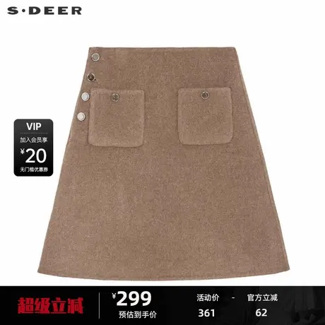 sdeer圣迪奥女装小香风套装格纹A字双面呢短裙S233Z1306商品大图