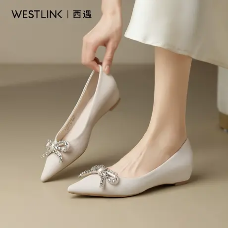 西遇水钻蝴蝶结单鞋女2025秋季新款配裙子绝美婚鞋伴娘鞋不累脚A图片