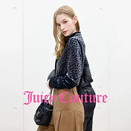 Juicy Couture橘滋针织衫女2025年秋季新款豹纹半高领打底内搭T恤商品大图