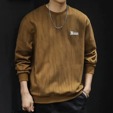 美式重磅潮牌卫衣男秋冬款圆领男款衣服秋季2023新款长袖大码云染商品大图