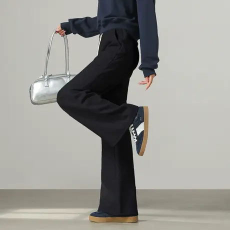 唐狮秋冬女华棉微喇裤时尚百搭简约高级感小个子显高显瘦TA图片