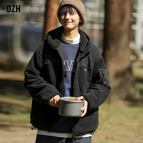 男士黑色拼接外套男冬季加绒加厚棉衣连帽户外休闲棉服新款棉袄衣商品大图