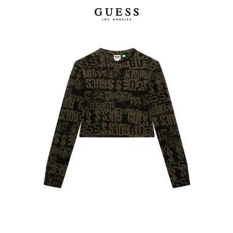 GUESSOriginals23年新款秋女士潮流满印长袖短款卫衣-W4RP22KC300图片