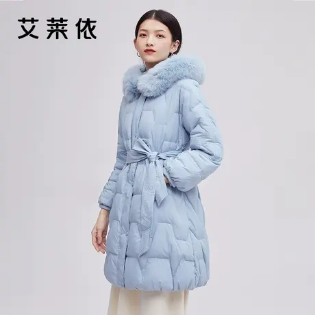 艾莱依商场同款秋冬季轻奢毛领收腰大牌高端设计感中长款羽绒服女图片