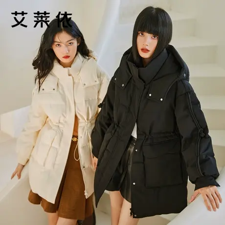 艾莱依短款羽绒服女冬季新款工装正品小众设计感派克服饰防风外套图片
