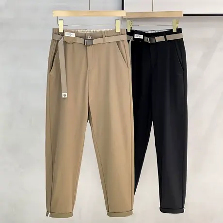 商务休闲通勤休闲裤长裤子男秋季新款高级感垂感松紧腰小西裤男装图片