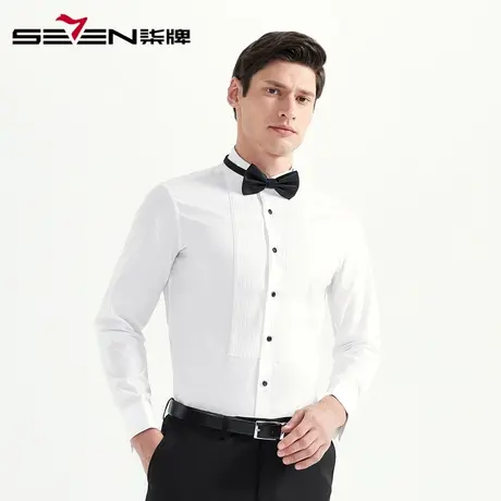 【清仓】柒牌男装礼服礼服衬衫商务正装长衬宴会绅士内搭微弹长袖商品大图