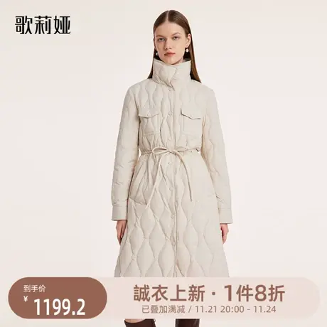 歌莉娅中长款羽绒服女冬季新款保暖鹅绒服翻领收腰外套1BNL8C0N0商品大图