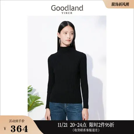 Goodland美地女装冬季毛衣半高领纯绵羊毛针织衫套头打底衫图片