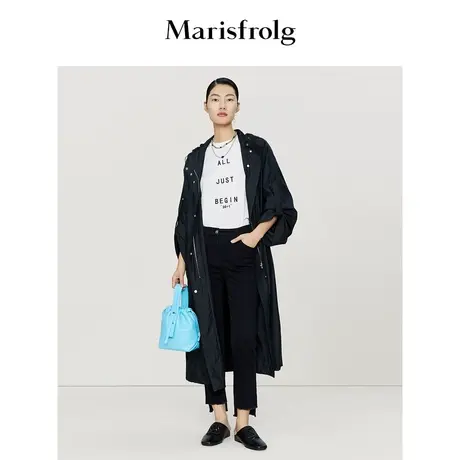 【筑感美学】玛丝菲尔黑色立领设计感时尚百搭中长款风衣外套女图片
