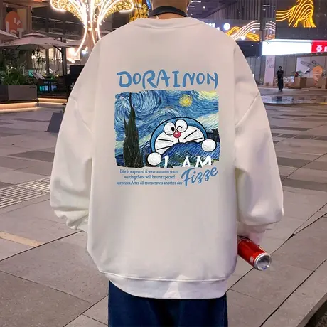 圆领春秋季卫衣男2024新款卡通印花内搭打底男装潮牌长袖无帽外套商品大图