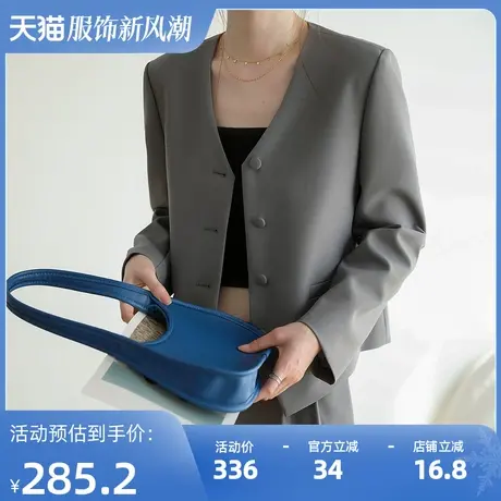 2023年春秋新款短外套女设计感小众上衣时尚小个子休闲西装高级感商品大图