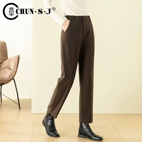 高腰垂感直筒裤西装裤女秋冬2023新款毛呢裤子休闲长裤西裤烟管裤商品大图