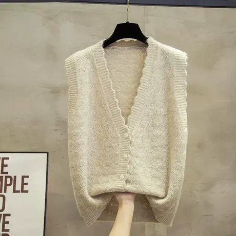 v领针织开衫马甲背心女2025春秋新款上衣外穿马夹镂空毛衣坎肩潮商品大图