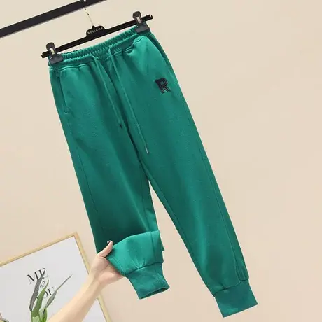 2023春季新款卫裤女士R字母高腰束脚奶奶裤百搭小脚休闲运动裤潮商品大图