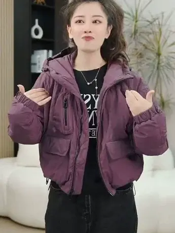 2023冬季连帽短款羽绒服女款高级感韩版小个子保暖宽松休闲外套潮图片