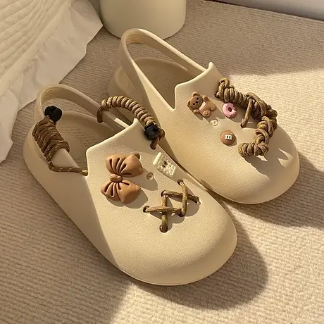 2024年新款洞洞鞋女夏季网红时尚外穿沙滩防滑可爱厚底包头凉拖鞋商品大图