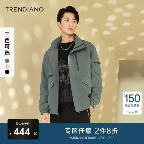 TRENDIANO官方潮牌秋冬男装时尚美式街头风衣冲锋休闲连帽外套男商品大图