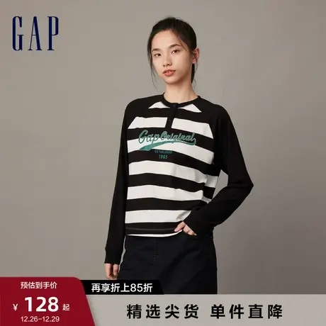 Gap女装早春LOGO纯棉撞色插肩长袖T恤高级时尚休闲舒适上衣836098图片