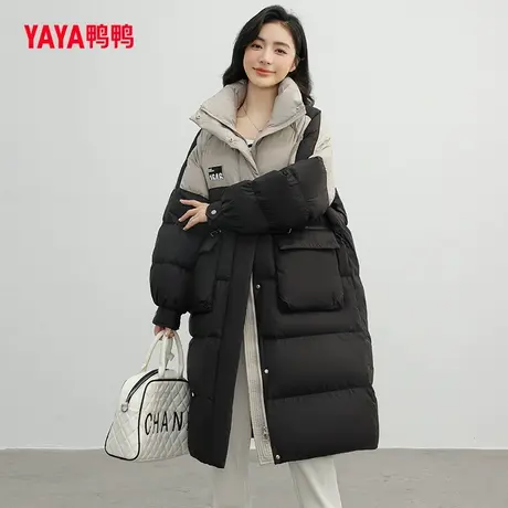 【宝藏姐妹团】鸭鸭羽绒服女中长款时尚百搭双色潮流保暖外套商品大图