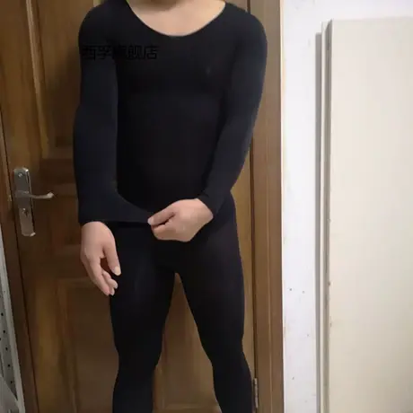 小伙大码天鹅绒连身衣春秋款性感带JJ套圆领情趣连体丝袜全包袜衣商品大图