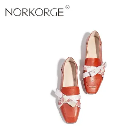 2024新款春复古宫墙红乐福鞋婚鞋伴娘鞋粗跟平底单鞋女温柔奶奶鞋图片