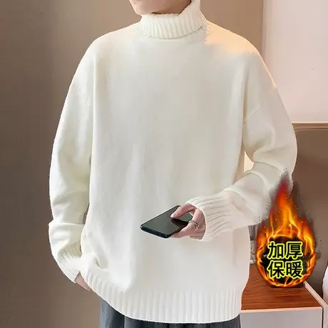 秋冬季2023年新款高领毛衣男士潮流宽松加厚打底针织衫毛线衣男装商品大图