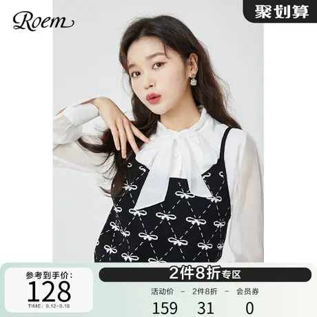 Roem蝴蝶结系列新品针织背心时尚女套头吊带外穿性感潮无袖上衣图片