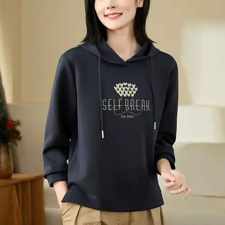 宽松连帽卫衣女春秋2023年新款韩版大码女装时尚重磅棉质上衣外套图片
